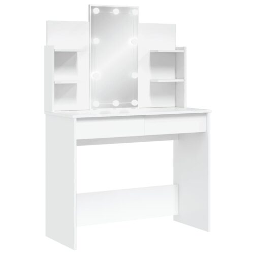 Dressing Table with LED Lights White 96x40x142cm - Image 2