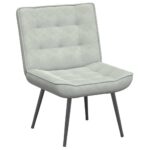 Velvet Fabric Lounge Chair Living Nursery Bedroom Retro Sofa Accent Light Grey