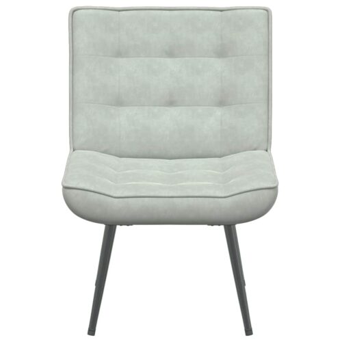 Velvet Fabric Lounge Chair Living Nursery Bedroom Retro Sofa Accent Light Grey - Image 4