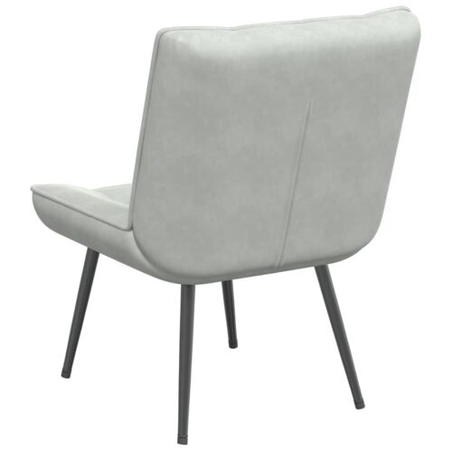 Velvet Fabric Lounge Chair Living Nursery Bedroom Retro Sofa Accent Light Grey - Image 6
