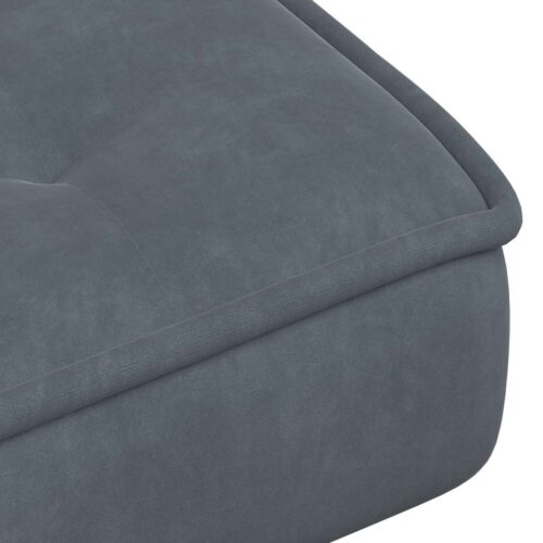 Velvet Lounge Chair Ottoman Set Living Bedroom Foot Stool Accent Sofa Dark Grey - Image 9
