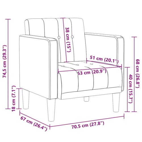 Sofa Chair with Armrests Dark Grey 53cm Fabric - Image 8