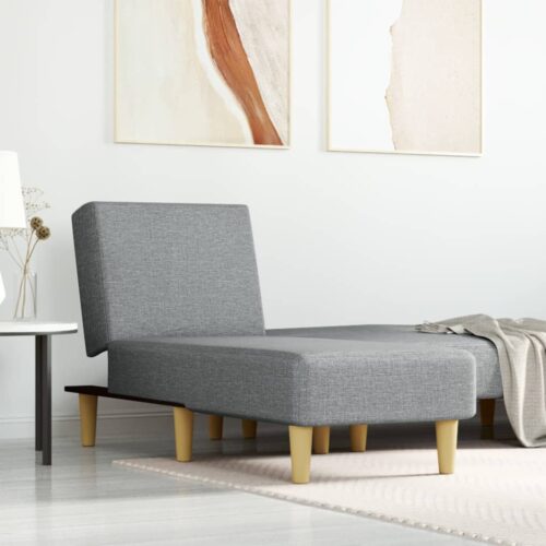 Chaise Longue Light Grey Fabric - Image 10