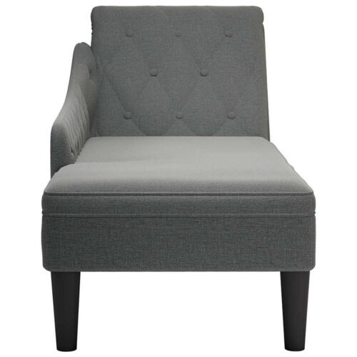 Chaise Lounge with Pillow Right Armrest Dark Grey Fabric - Image 4