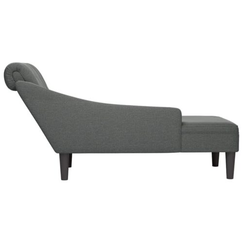 Chaise Lounge with Pillow Right Armrest Dark Grey Fabric - Image 5
