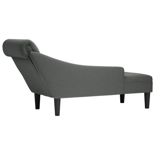 Chaise Lounge with Pillow Right Armrest Dark Grey Fabric - Image 6