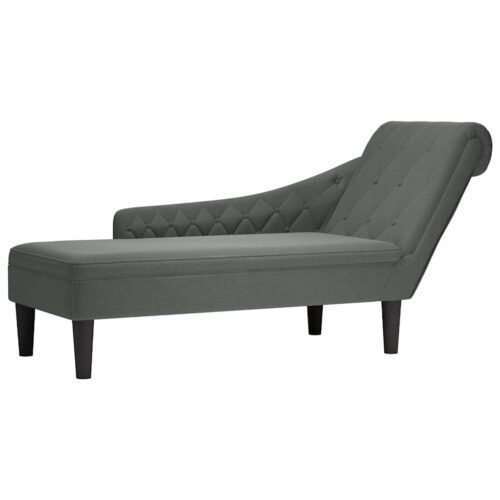 Chaise Lounge with Pillow Right Armrest Dark Grey Fabric - Image 10