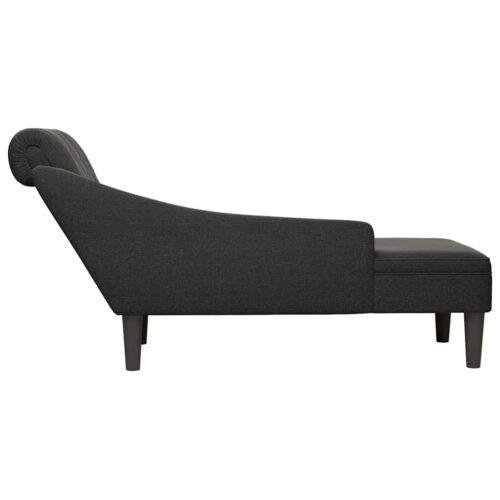 Chaise Lounge with Pillow Right Armrest Black Fabric - Image 5