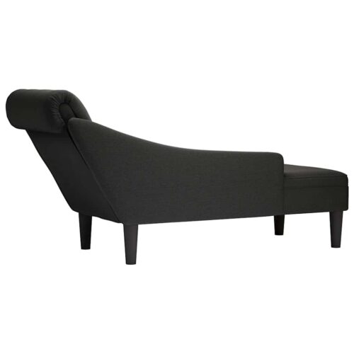 Chaise Lounge with Pillow Right Armrest Black Fabric - Image 6