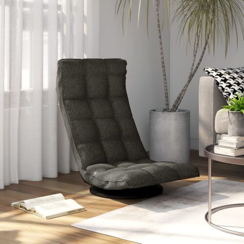 Swivel Floor Chair Dark Grey Fabric - Image 9