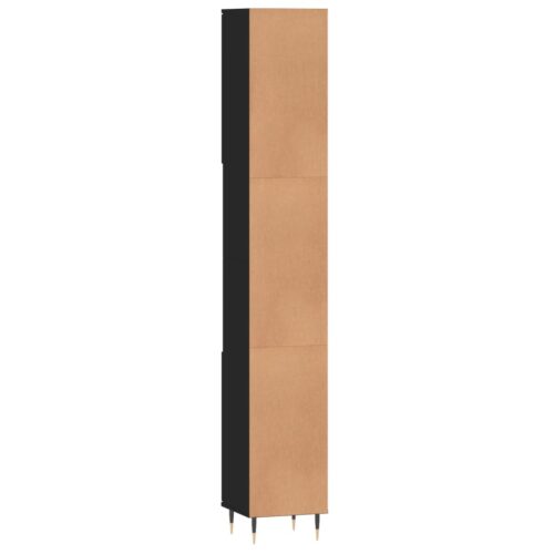 Wooden Bathroom Cabinet Vanity Storage Rack Shelf Cupboard Stand Black 30x30x190cm - Image 8