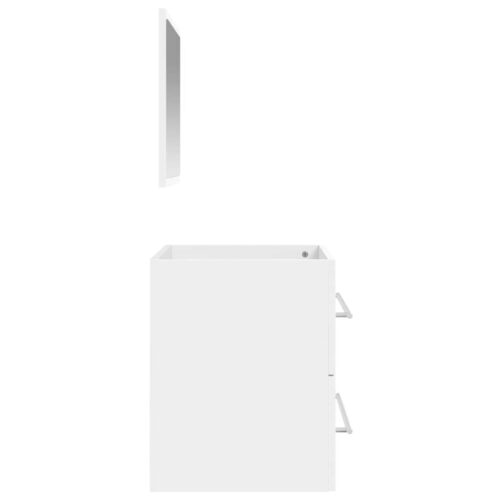 Wooden Bathroom Cabinet Mirror Set Wall Mount Vanity Basin Storage Drawers White - Image 6