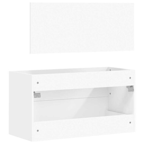 Wooden Bathroom Cabinet Mirror Set Wall Mount Vanity Basin Storage Drawers White - Image 7