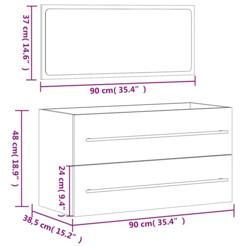 Wooden Bathroom Cabinet Mirror Set Wall Mount Vanity Basin Storage Drawers White - Image 11