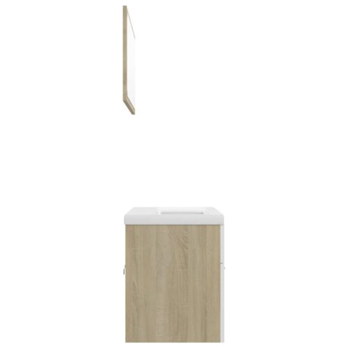 Wooden Bathroom Furniture Set White Sonoma Oak - Image 6