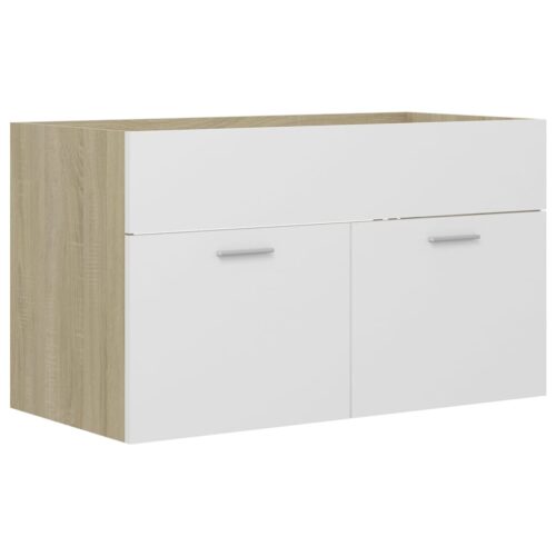Wooden Bathroom Furniture Set White Sonoma Oak - Image 8