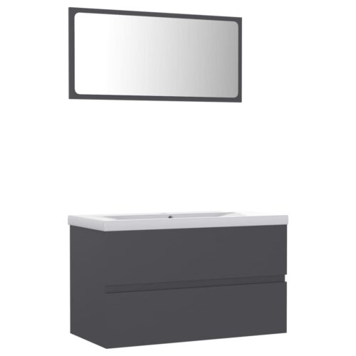 Wooden Bathroom Furniture Set Grey - Image 2