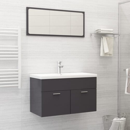Wooden Bathroom Furniture Set High Gloss Grey