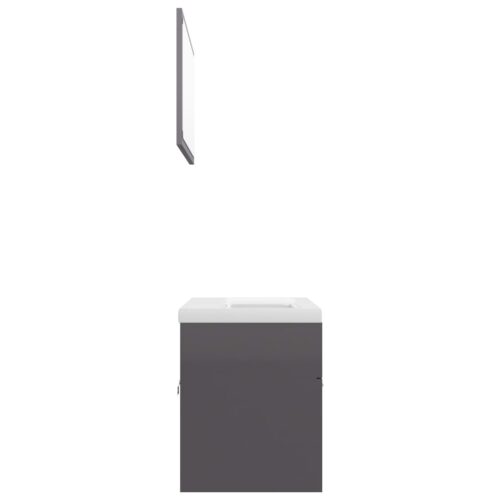 Wooden Bathroom Furniture Set High Gloss Grey - Image 4