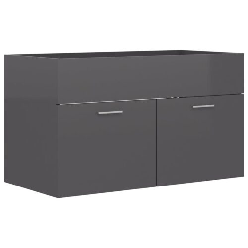 Wooden Bathroom Furniture Set High Gloss Grey - Image 8