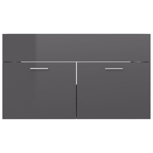 Wooden Bathroom Furniture Set High Gloss Grey - Image 9