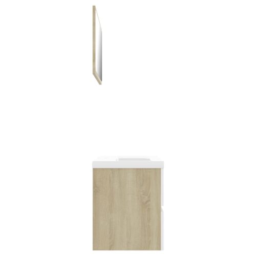 Wooden Bathroom Furniture Set White Sonoma Oak - Image 5