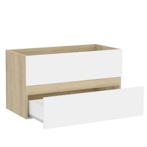 Wooden Bathroom Furniture Set White Sonoma Oak - Image 12