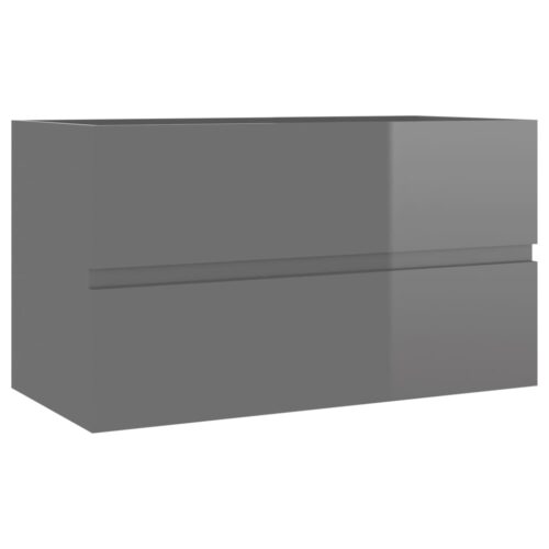 Wooden Bathroom Furniture Set High Gloss Grey - Image 11