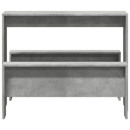 Wooden 3-Piece Dining Table Bench Set Concrete Grey - Image 4