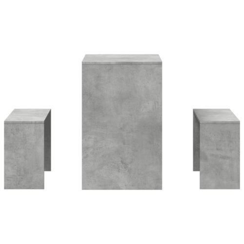 Wooden 3-Piece Dining Table Bench Set Concrete Grey - Image 5