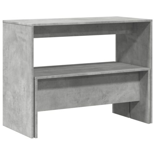 Wooden 3-Piece Dining Table Bench Set Concrete Grey - Image 7