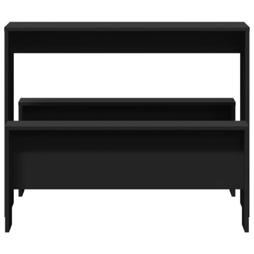 3-Piece Dining Table Set Modern Wooden Kitchen Bench Chairs Seat Black - Image 4