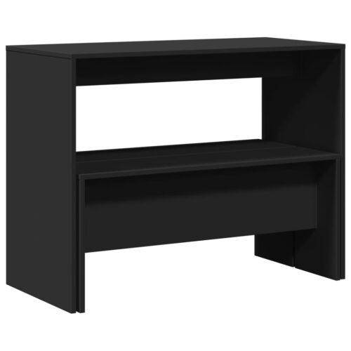 3-Piece Dining Table Set Modern Wooden Kitchen Bench Chairs Seat Black - Image 7