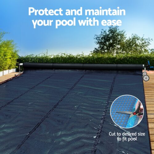 Aqua Buddy Pool Cover 7x4m 600 Micron w/ Roller 5.55m Black Solar Blanket - Image 4
