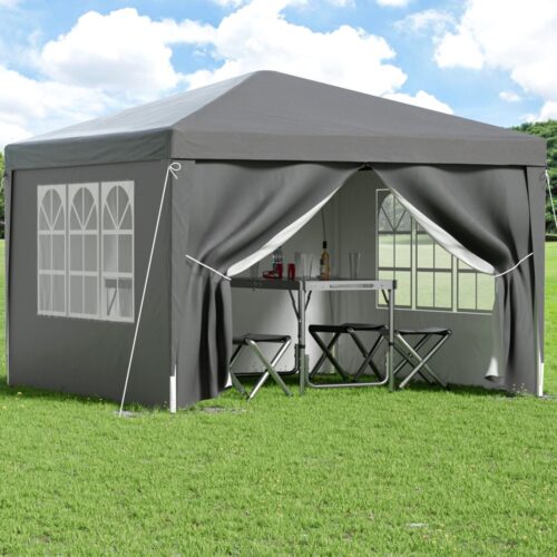 Instahut Gazebo 3x3 Pop Up Marquee Folding Tent Wedding Gazebos Camping Outdoor Shade Canopy Gray - Image 7