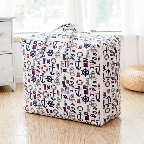 Nautical Icons Large Storage Luggage Bag Double Zipper Folding Travel Organisers - Image 2