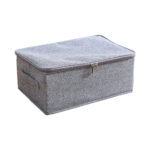 Grey Small Portable Double Zipper Storage Box Moisture Proof Clothes Basket Folding Home Organiser