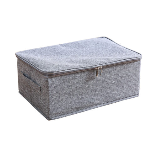 Grey Small Portable Double Zipper Storage Box Moisture Proof Clothes Basket Folding Home Organiser