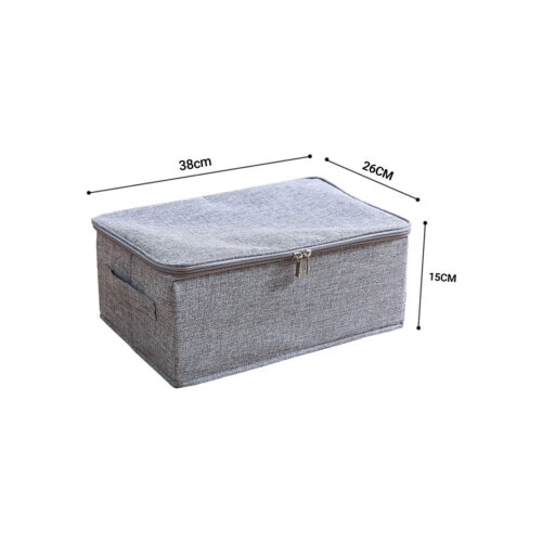 Grey Small Portable Double Zipper Storage Box Moisture Proof Clothes Basket Folding Home Organiser - Image 6