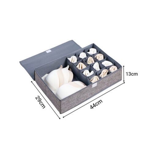 Grey Flip Top Underwear Storage Box Folding Wardrobe Partition Drawer Home Organiser - Image 6