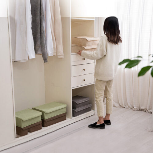 Grey Flip Top Underwear Storage Box Folding Wardrobe Partition Drawer Home Organiser - Image 9