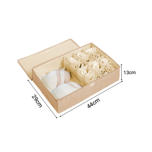 Beige Flip Top Underwear Storage Box Folding Wardrobe Partition Drawer Home Organiser - Image 6