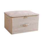 Beige Large Portable Double Zipper Storage Box Moisture Proof Clothes Basket Folding Home Organiser