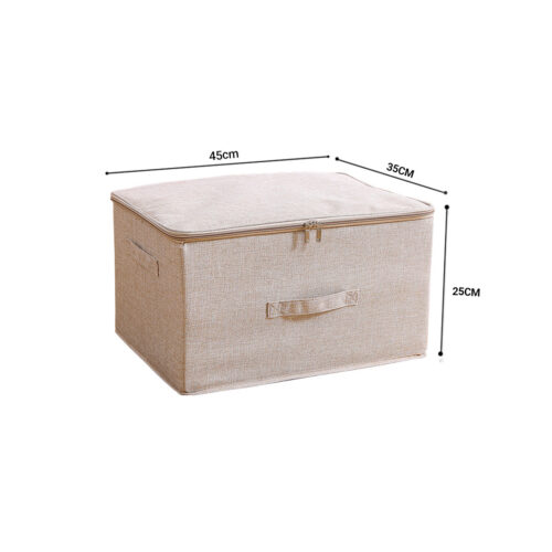 Beige Large Portable Double Zipper Storage Box Moisture Proof Clothes Basket Folding Home Organiser - Image 6