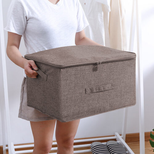 Coffee Large Portable Double Zipper Storage Box Moisture Proof Clothes Basket Folding Home Organiser - Image 2