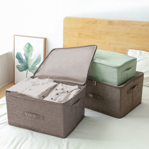 Coffee Large Portable Double Zipper Storage Box Moisture Proof Clothes Basket Folding Home Organiser - Image 5