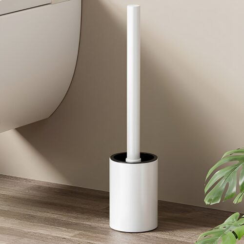 27cm Wall-Mounted Toilet Brush with Holder Bathroom Cleaning Scrub White - Image 2