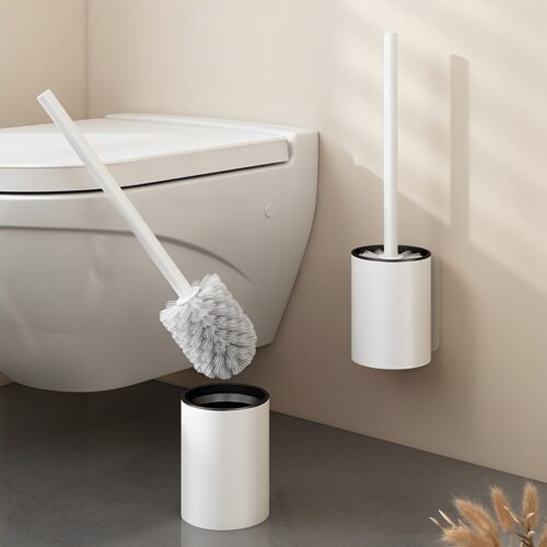 27cm Wall-Mounted Toilet Brush with Holder Bathroom Cleaning Scrub White - Image 3