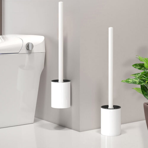 27cm Wall-Mounted Toilet Brush with Holder Bathroom Cleaning Scrub White - Image 4