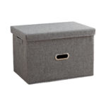 Grey Super Large Folding Canvas Storage Box Cube Clothes Basket Organiser Decorative Box